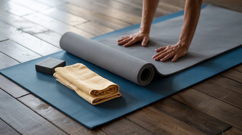 A comparison of yoga mat thickness and width, showing how different dimensions provide stability or cushioning for yoga practice.